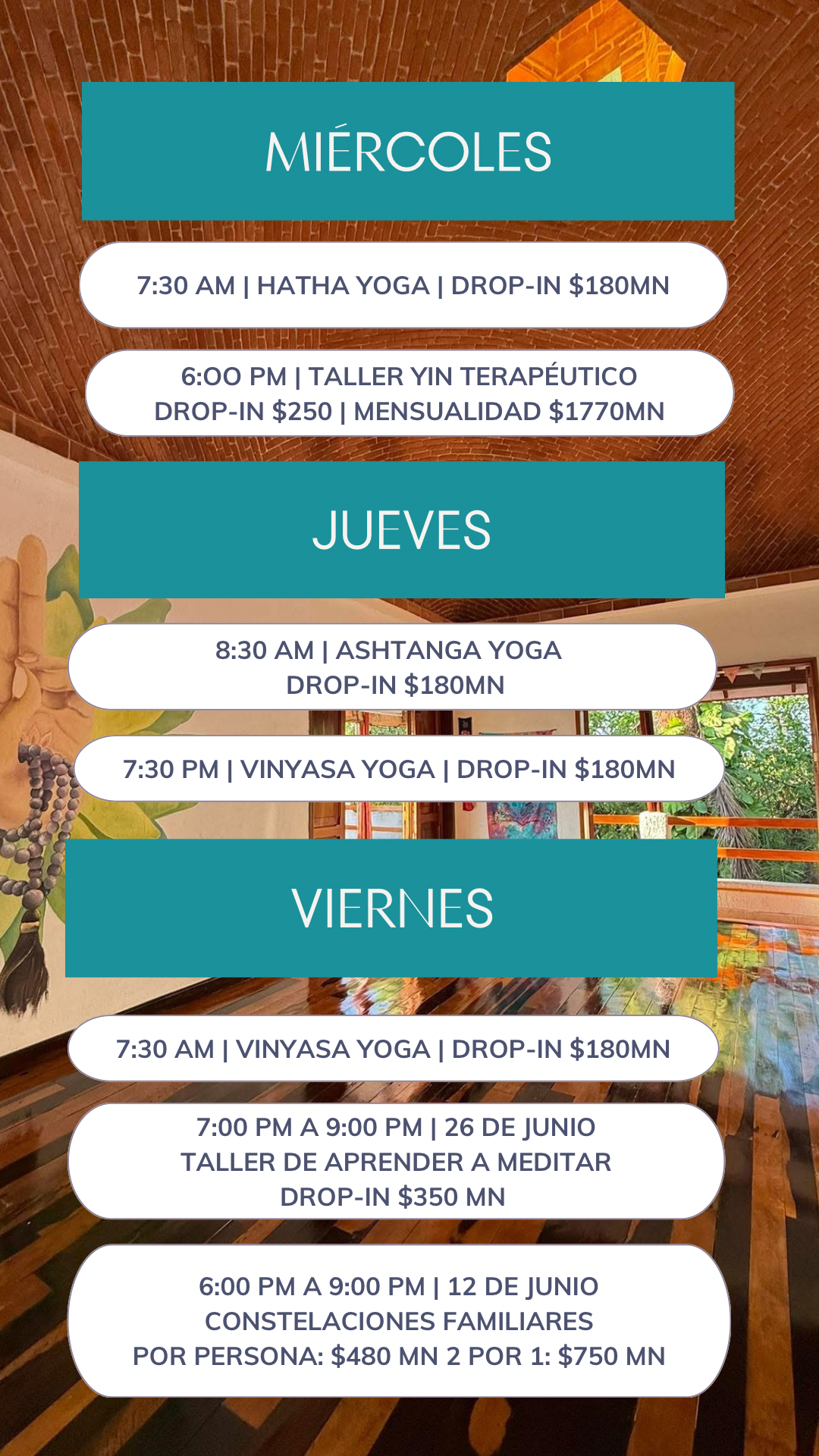 AGURU YOGA SHALA - Horarios de clases y sesiones regulares