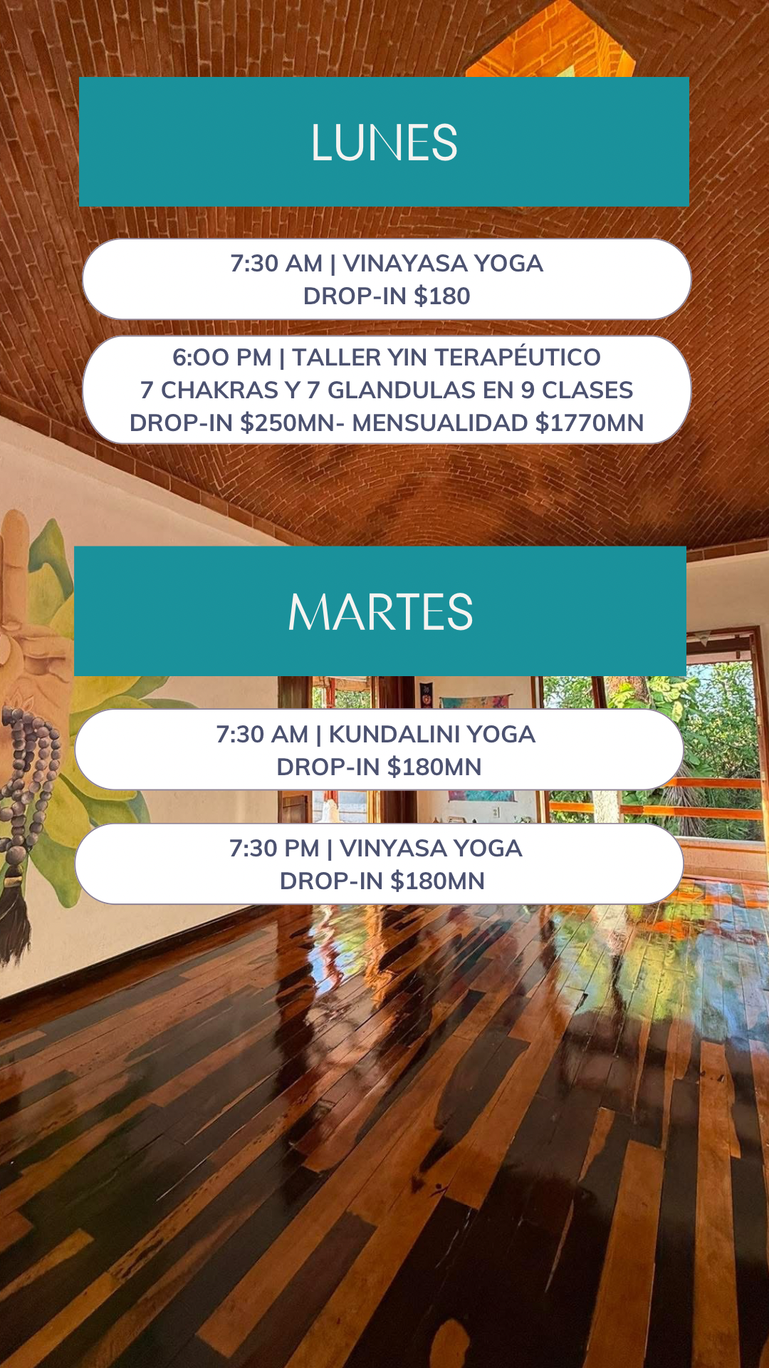Horarios de clases de yoga y meditación en cancun