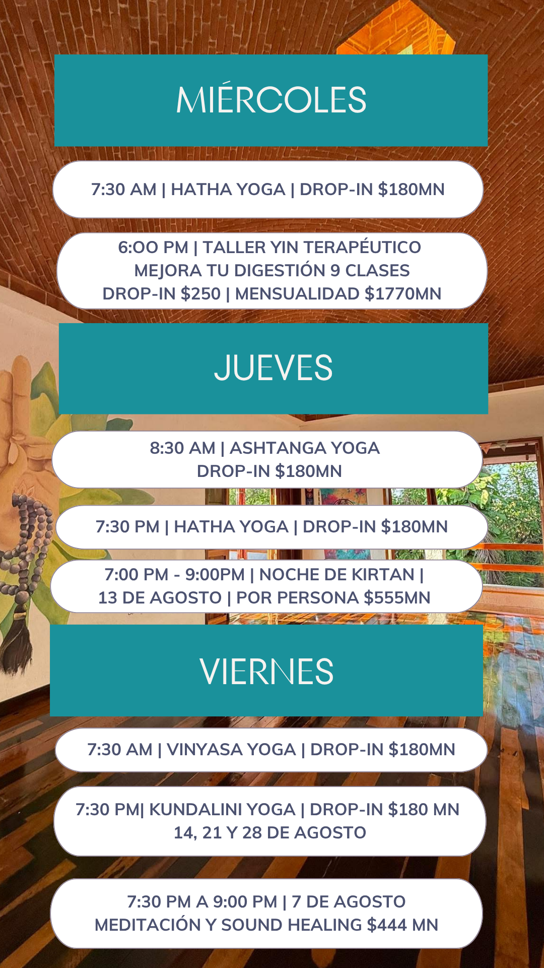 AGURU YOGA SHALA - Horarios de clases y sesiones regulares