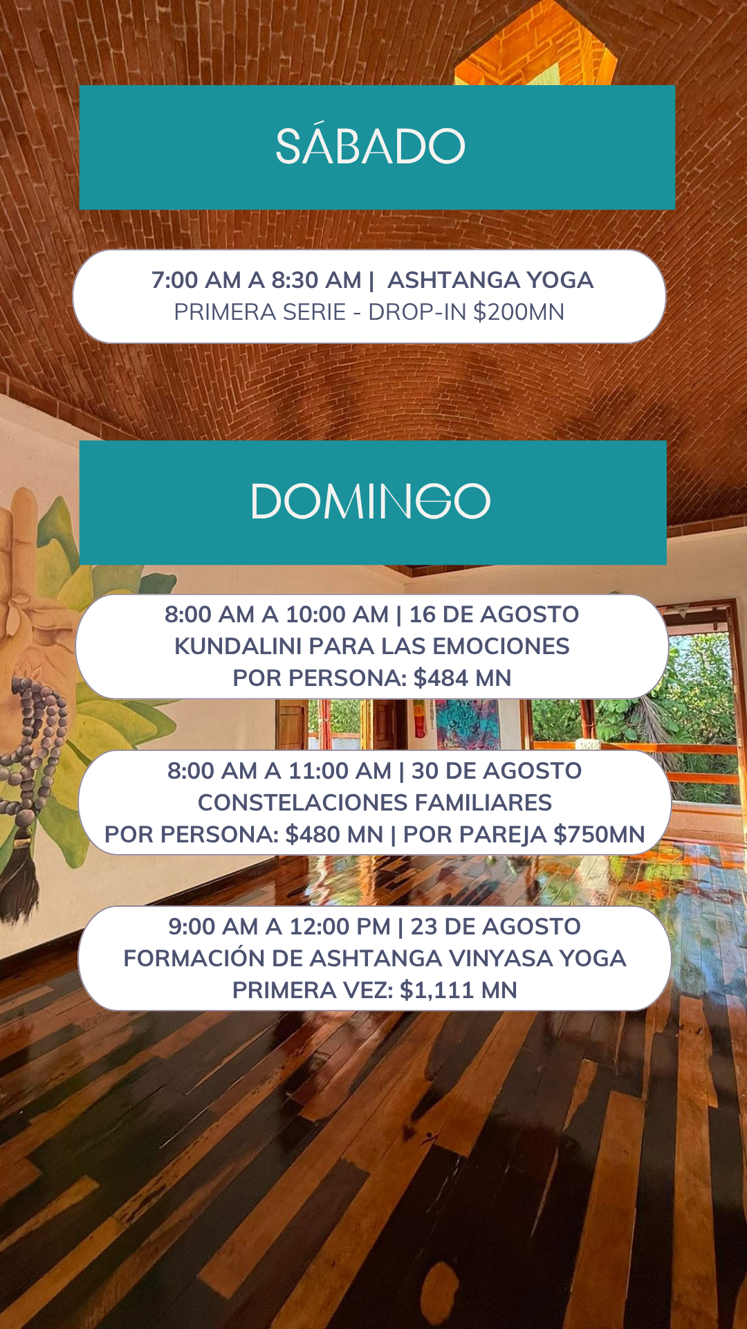 AGURU YOGA SHALA - Horarios de clases y sesiones regulares