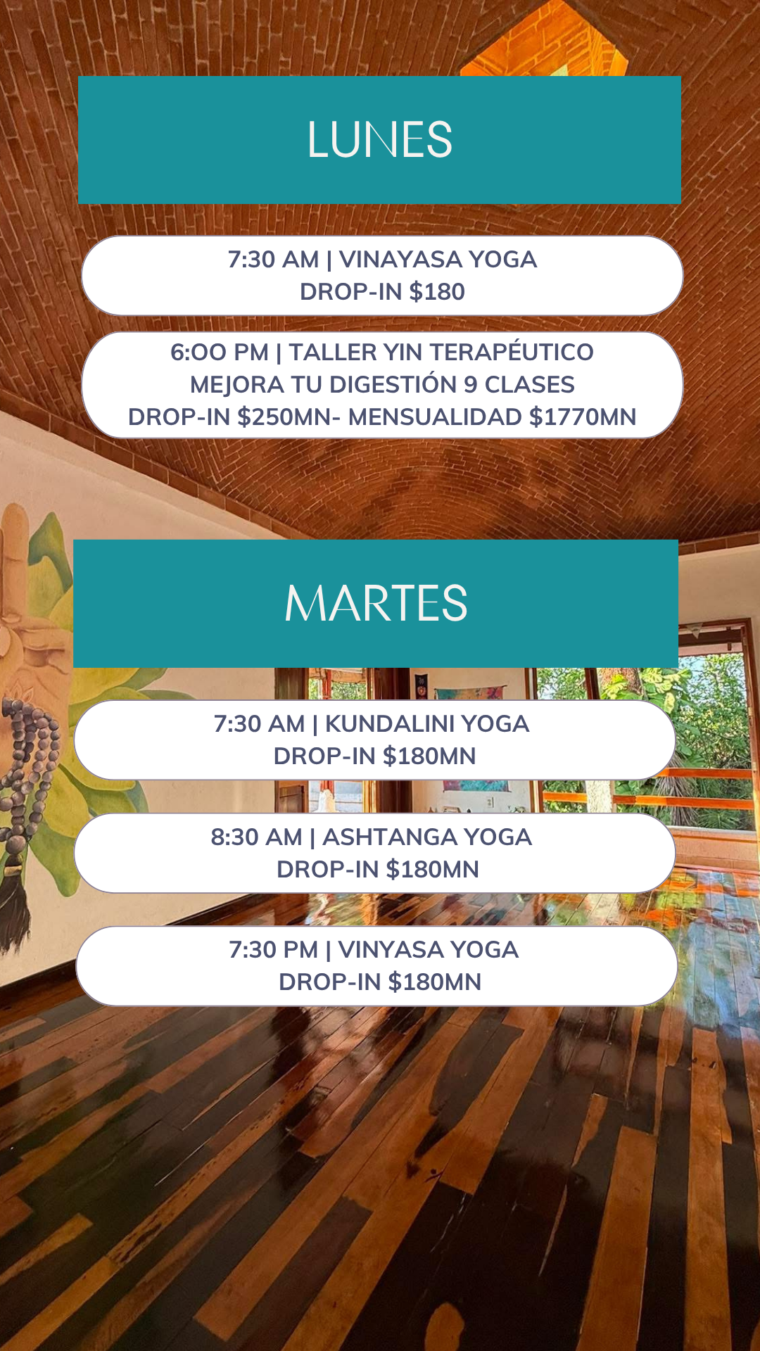 Horarios de clases de yoga y meditación en cancun