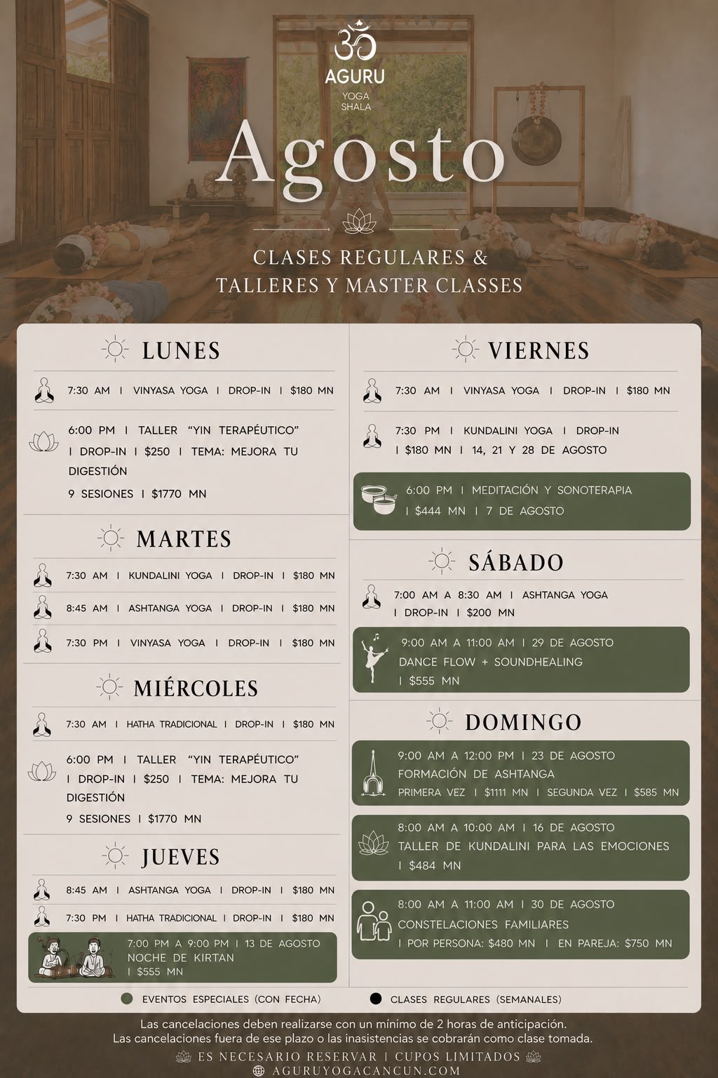 Clases de Yoga en Cancún, Centro Holístico de Bienestar
